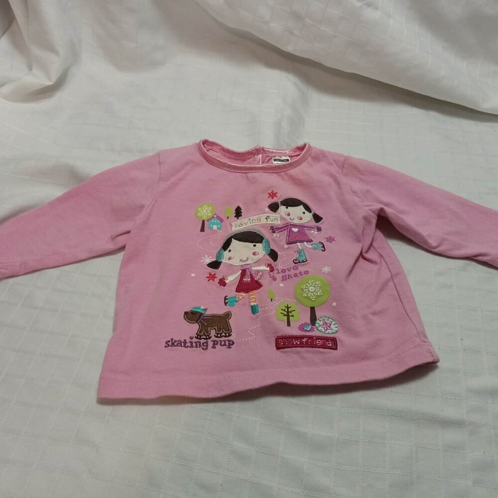 Pink long-sleeved sweater with pretty embroidery, George, 3 months